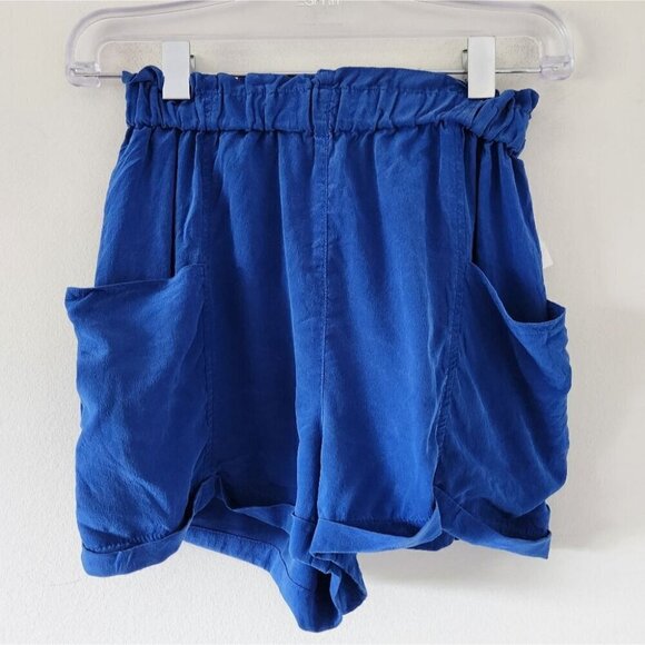 ARITZIA | Wilfred 100% silk Cannes shorts blue sz XS - Picture 3 of 4